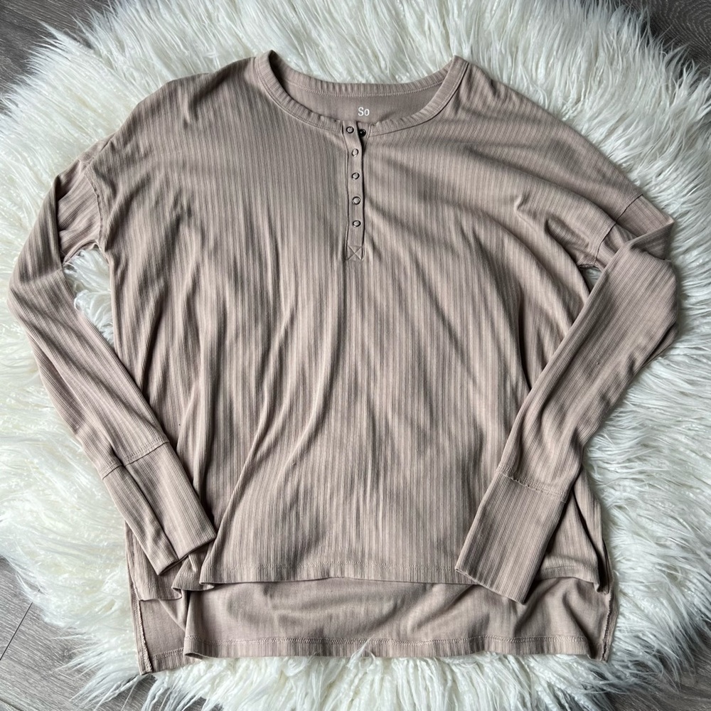 Beige along Sleeve T-Shirt